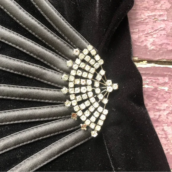 Tadashi Vintage Velvet Long Sleeved Maxi Dress Rhinestone Y2K 90s - Picture 5 of 13